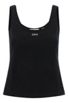 the black off stamp tank top by off-white in ribbed cotton defines a slim and