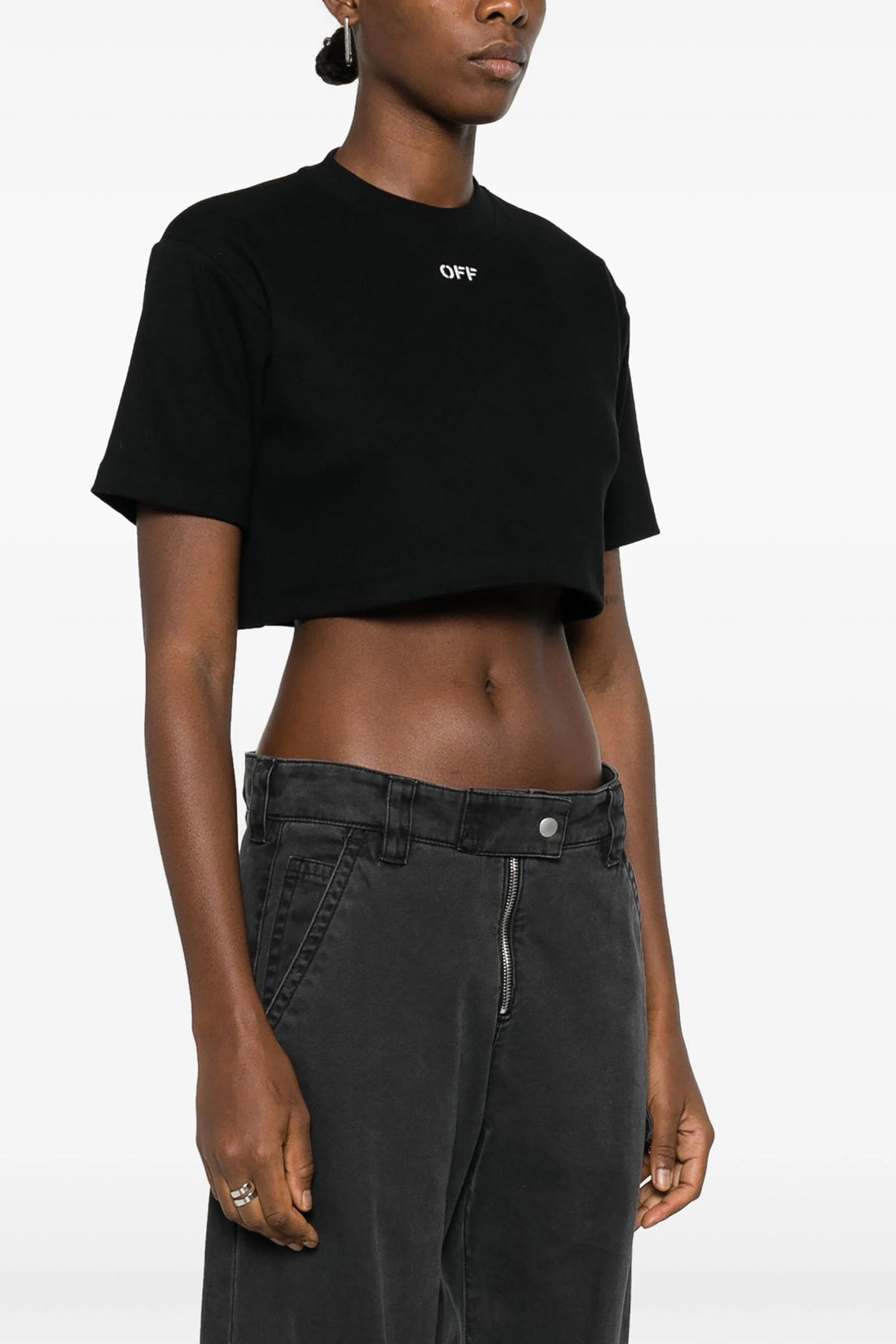 OFF-WHITE 38 off-whites off stamp cropped t-shirt redefines casual dress codes through pre