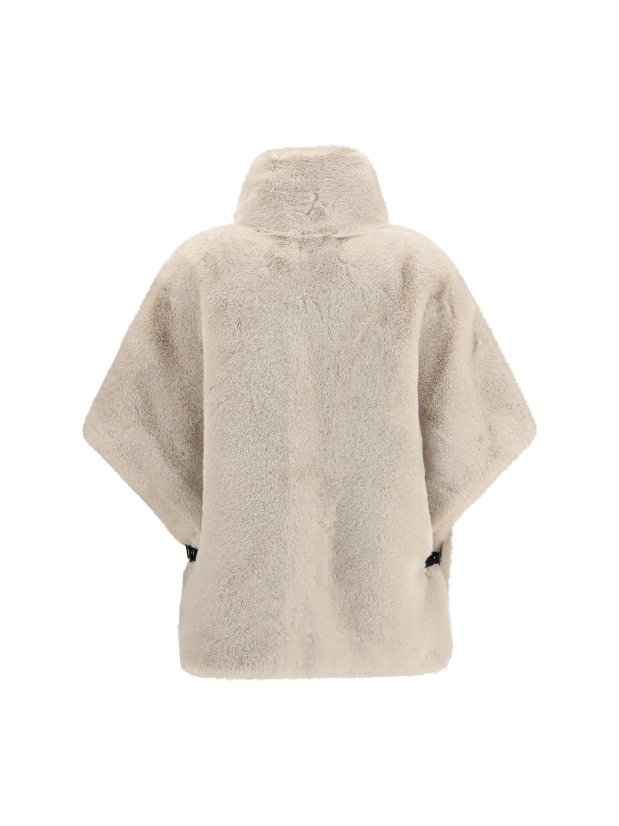 faux fur jacket with buckle