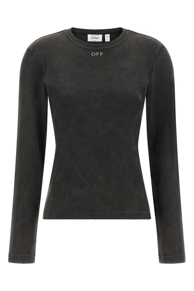 the off-white off stamp long-sleeved t-shirt defines a tight silhouette throug