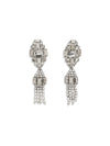 silver-colored crystal drop earrings