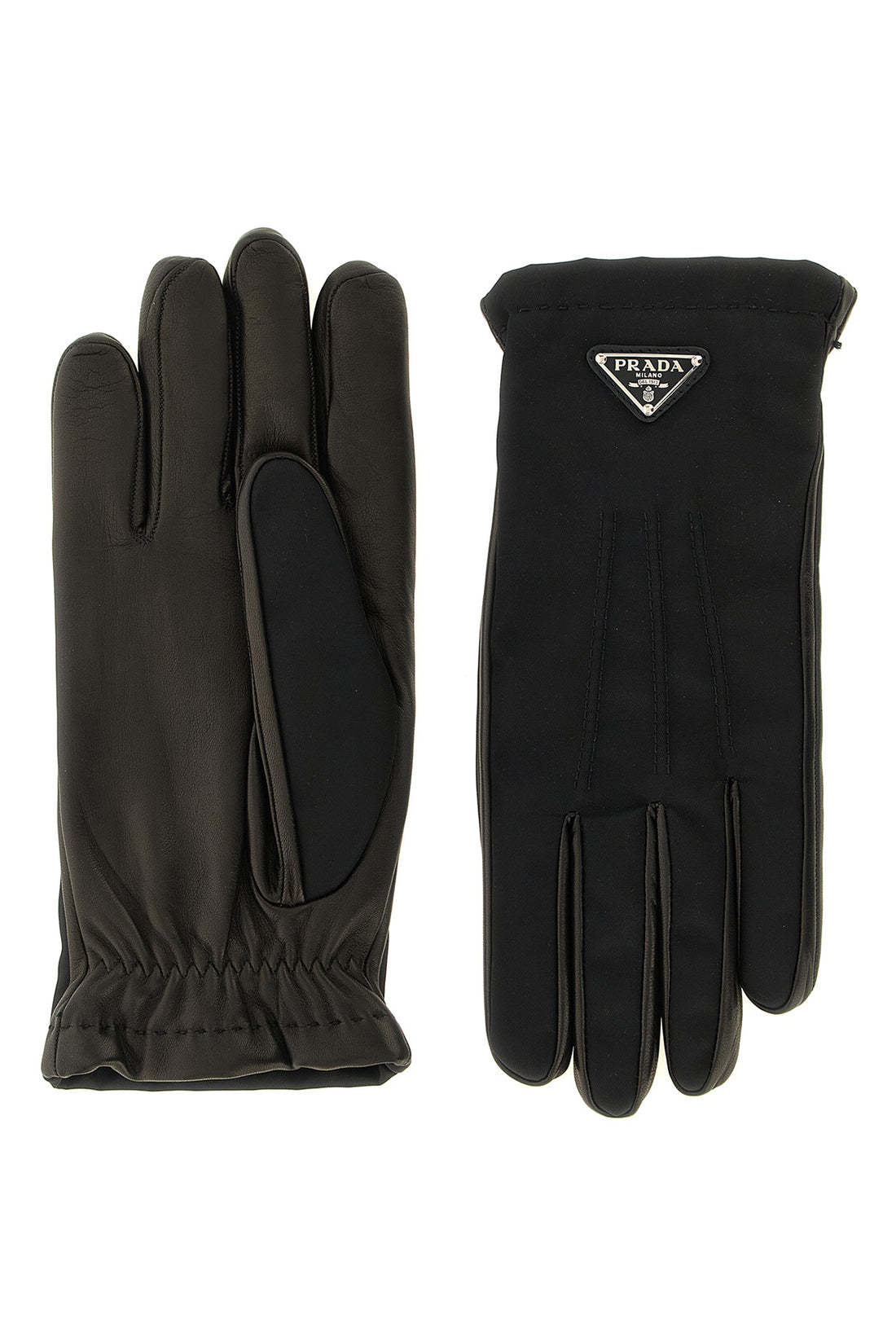 PRADA 7.5 prada fabric and nappa gloves blend the brands heritage