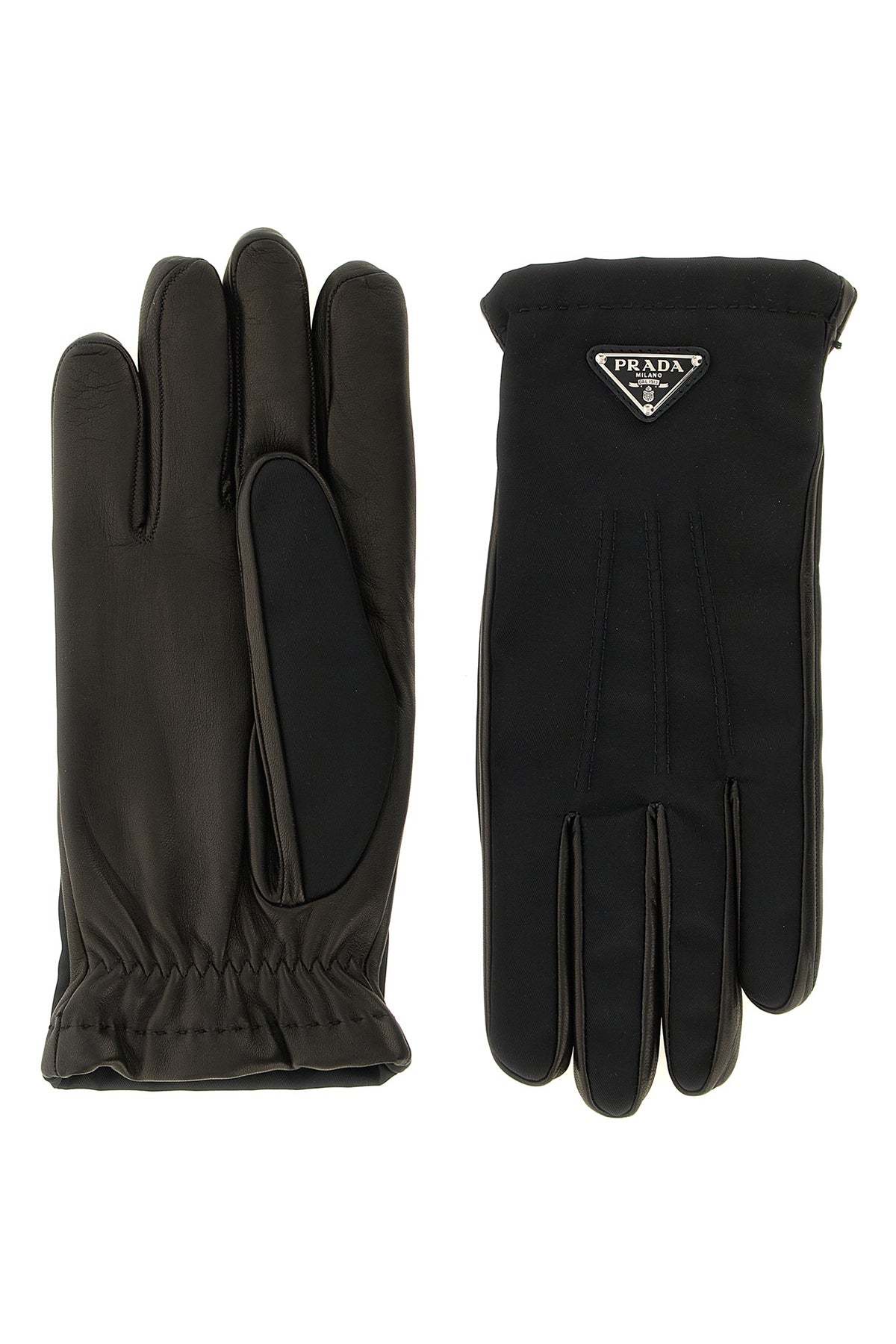 prada fabric and nappa gloves blend the brands heritage