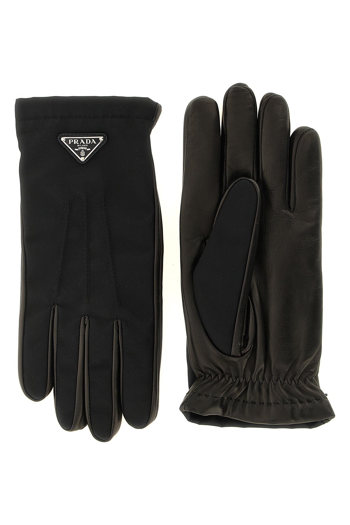 prada fabric and nappa gloves blend the brands heritage