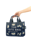 the rip and repair denim small tote shopping bag in used-effect cotton denim