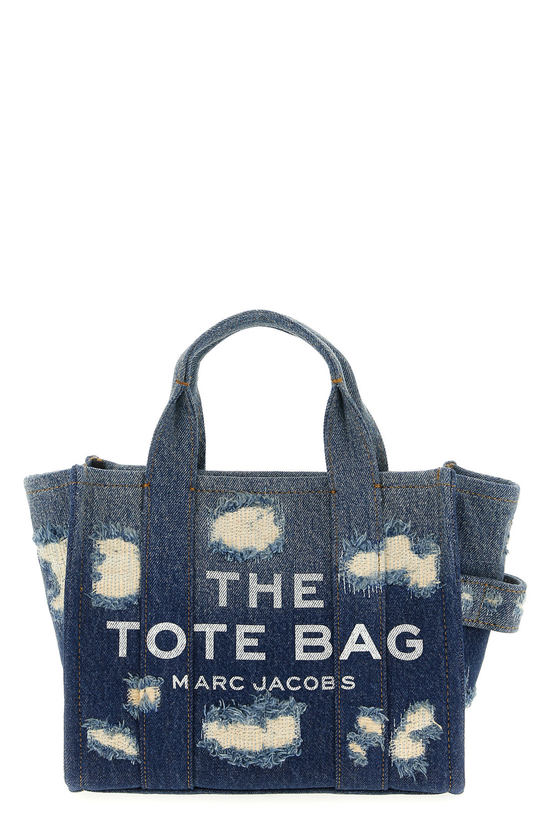 MARC JACOBS OS the rip and repair denim small tote shopping bag in used-effect cotton denim