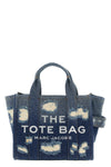 the rip and repair denim small tote shopping bag in used-effect cotton denim