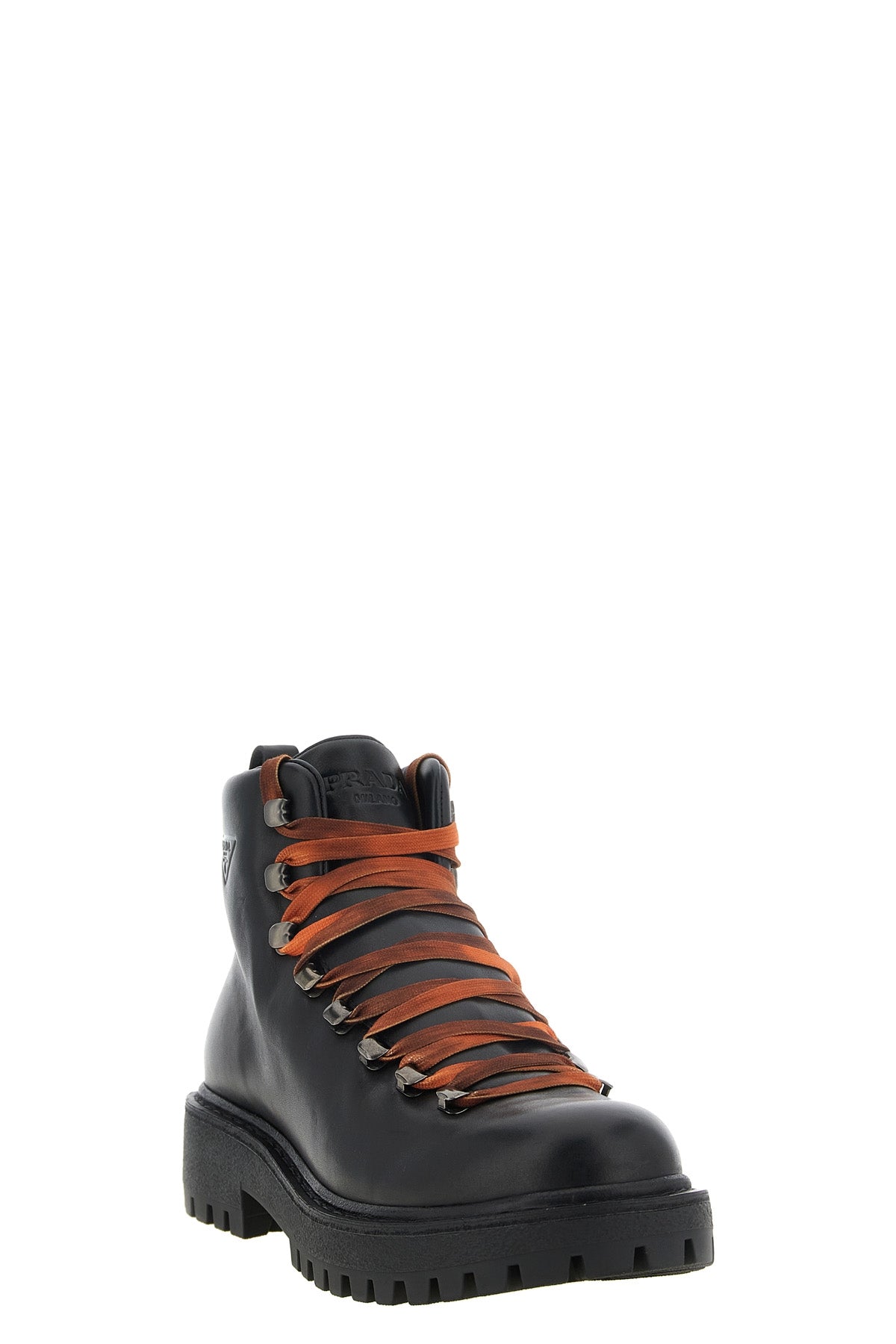 prada lace-up ankle boots in fine calf leather
