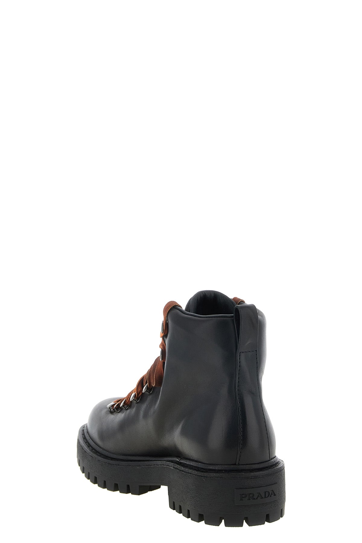 prada lace-up ankle boots in fine calf leather