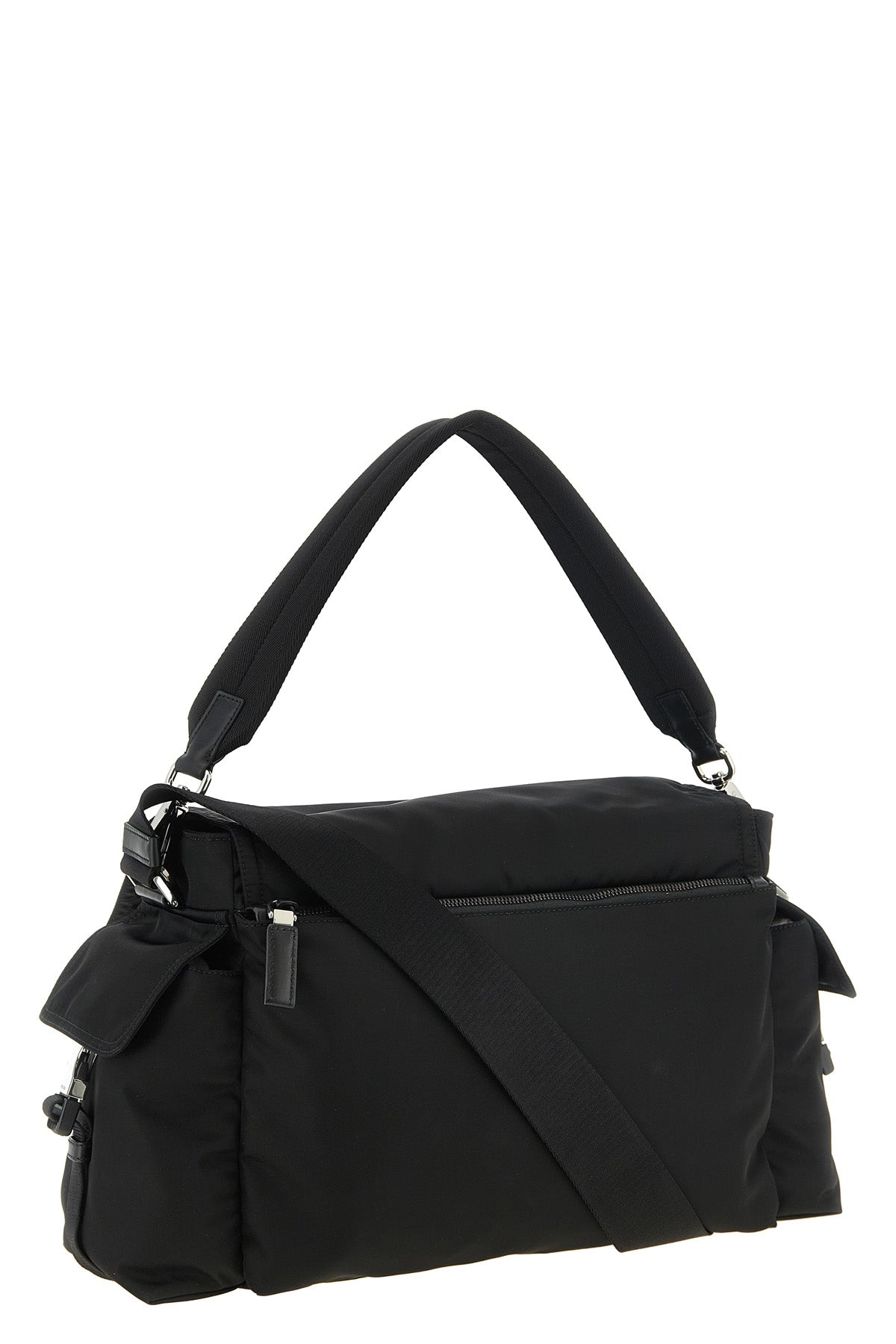 the prada explore shoulder bag in iconic black re-nylon