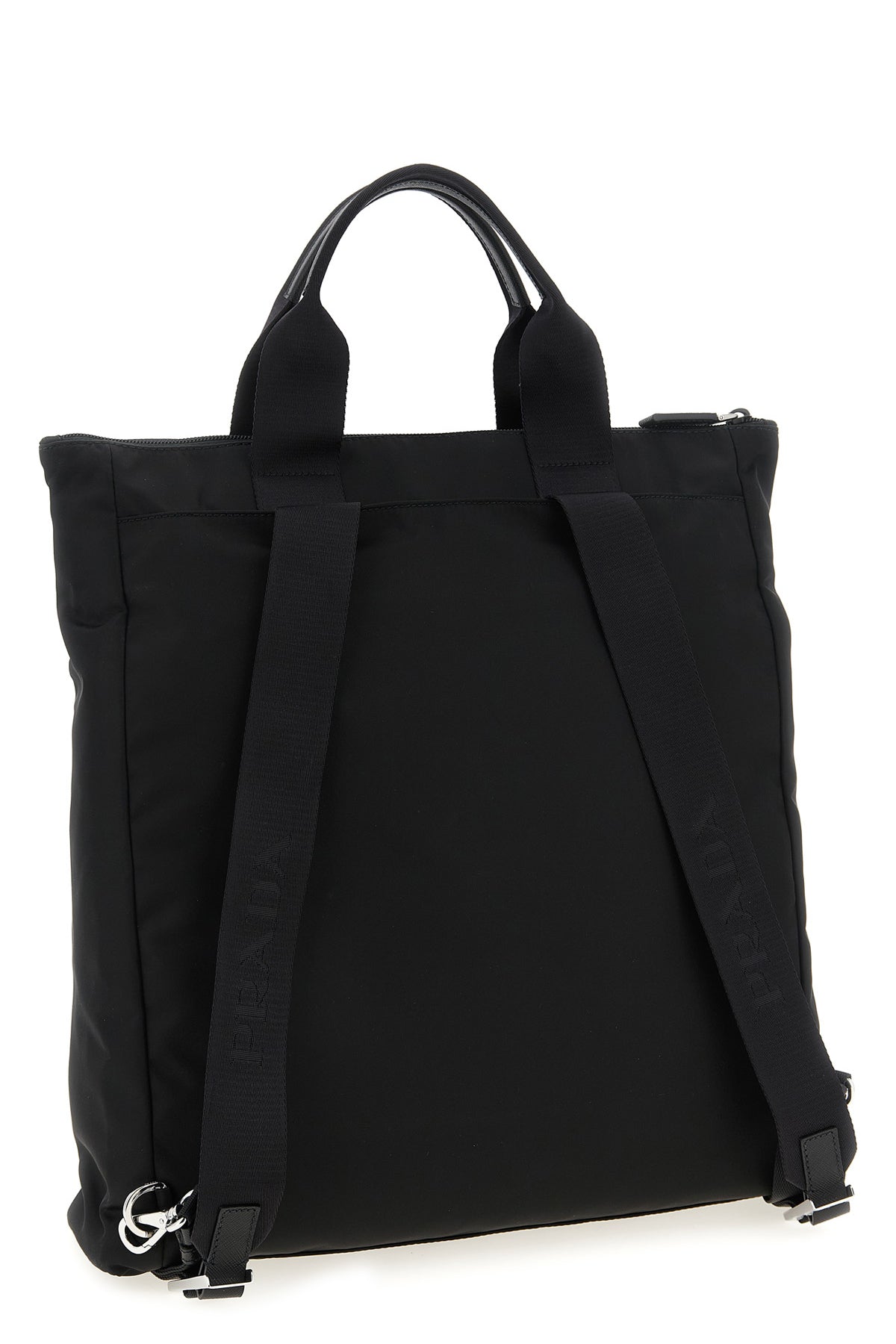 re-nylon and saffiano backpack shopping bag