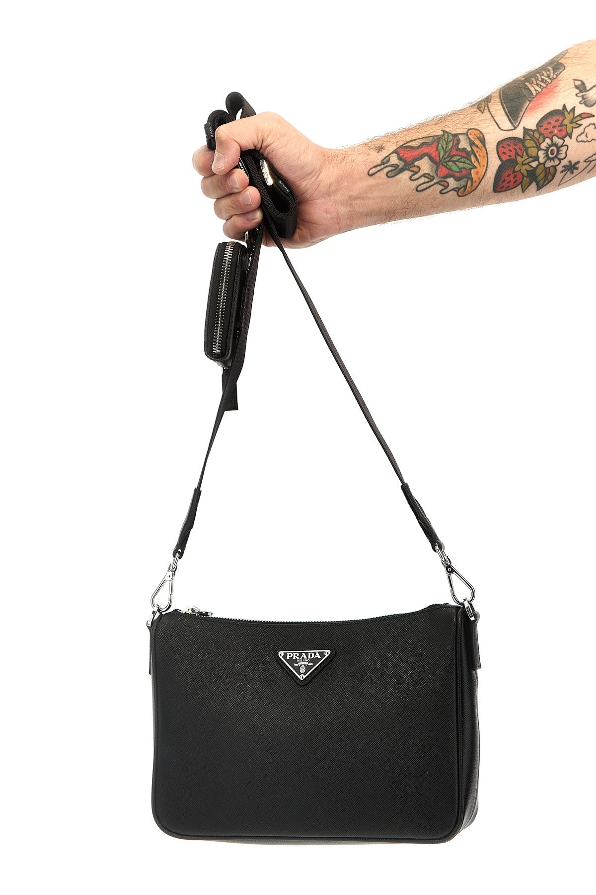 re-nylon & saffiano crossbody bag