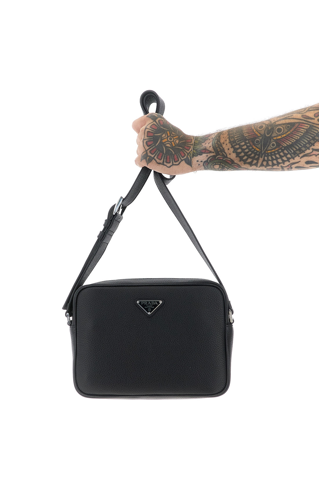 PRADA OS garnet leather shoulder strap