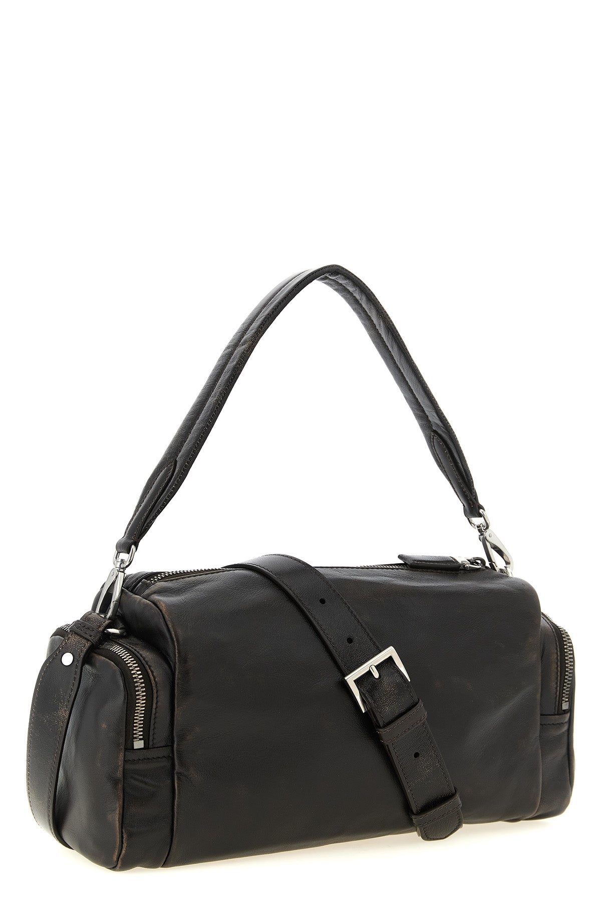 multipocket crossbody bag in aged-effect nappa leather