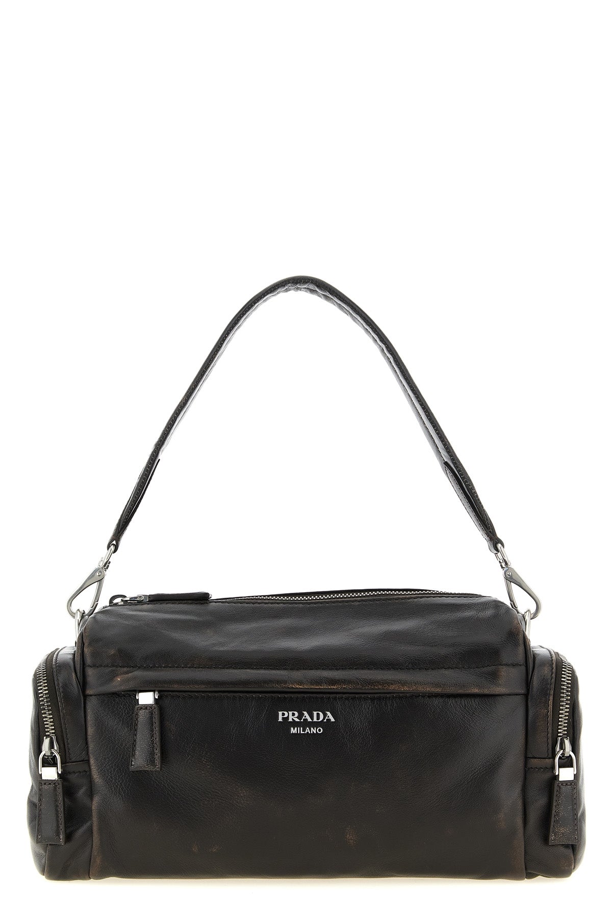 multipocket crossbody bag in aged-effect nappa leather