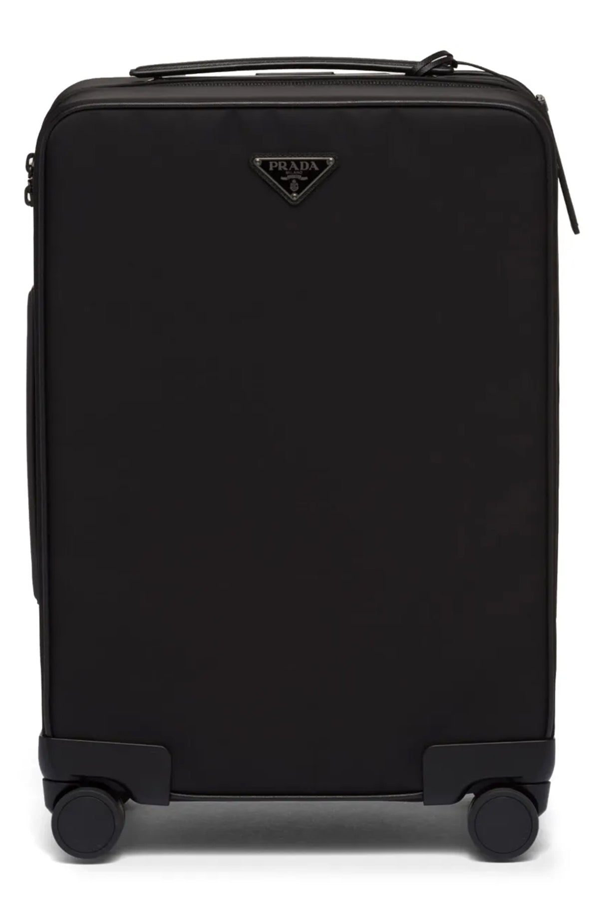 re-nylon and saffiano leather trolley