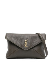 SAINT LAURENT Calypso Leather Chain Pouch – Khaki