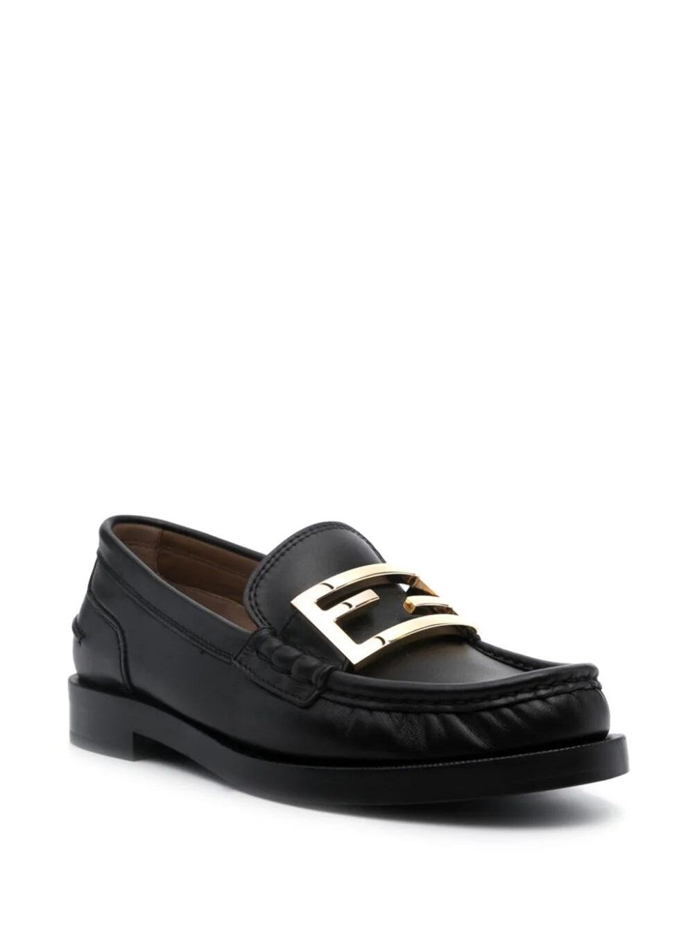 ff logo-plaque leather loafers