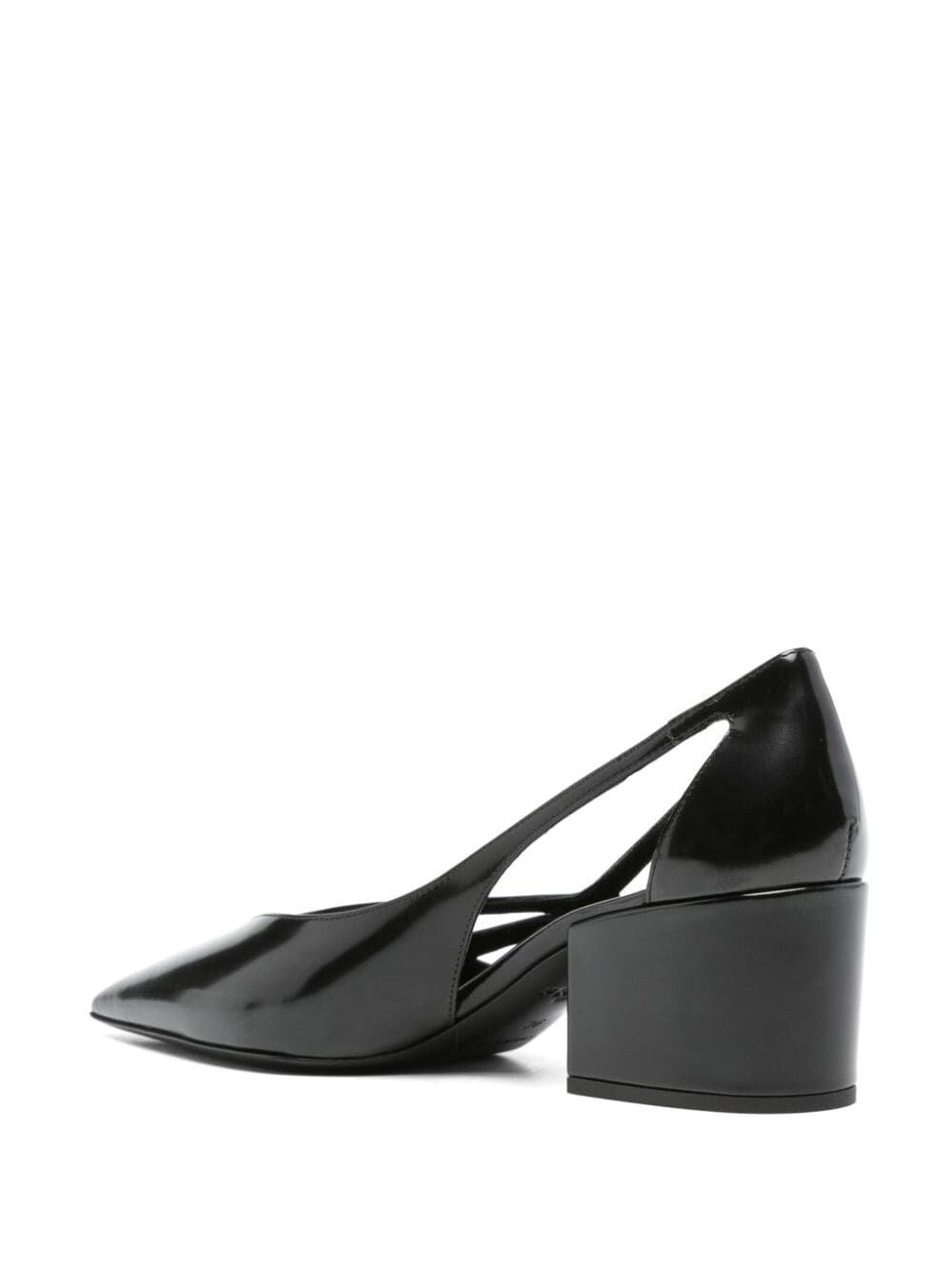 brushed leather cut-out pumps