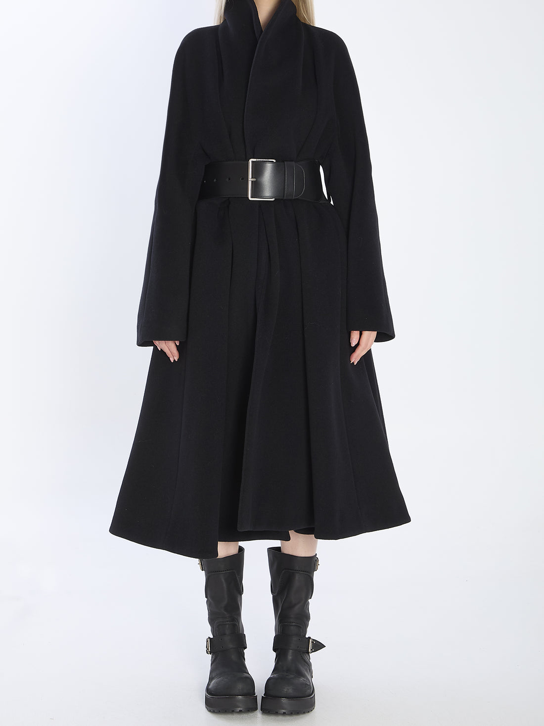 BALENCIAGA 36 wrap coat in black wool 