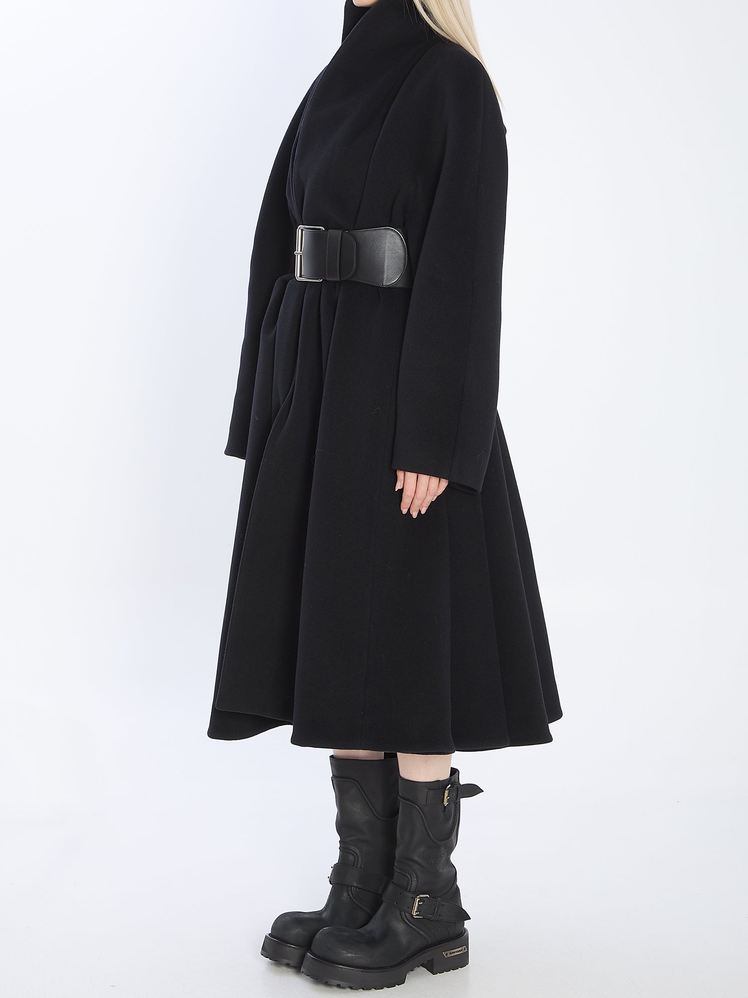 BALENCIAGA 36 wrap coat in black wool 