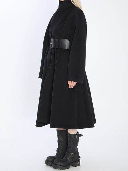 BALENCIAGA 36 wrap coat in black wool 