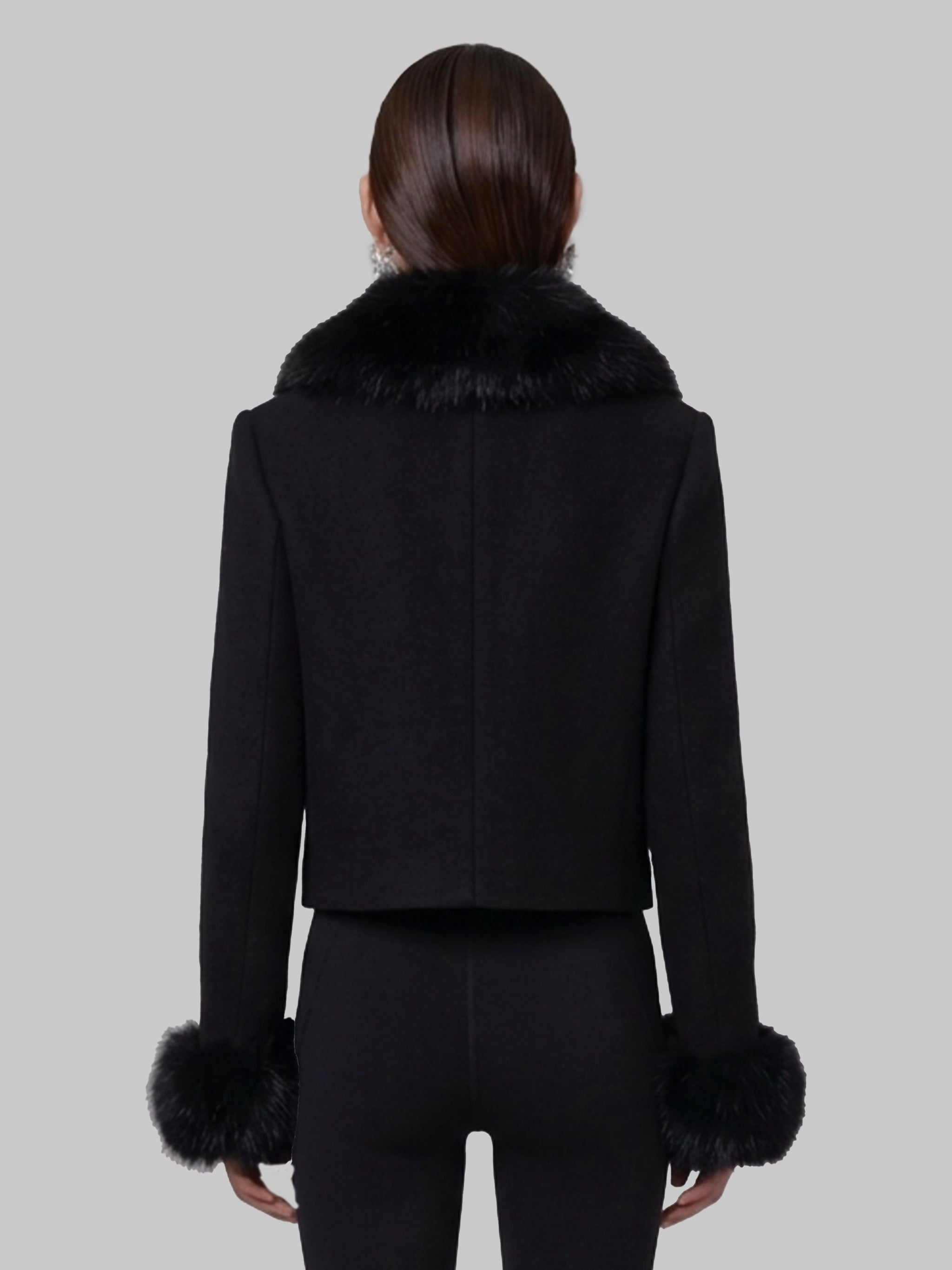 short coat with faux fur inserts