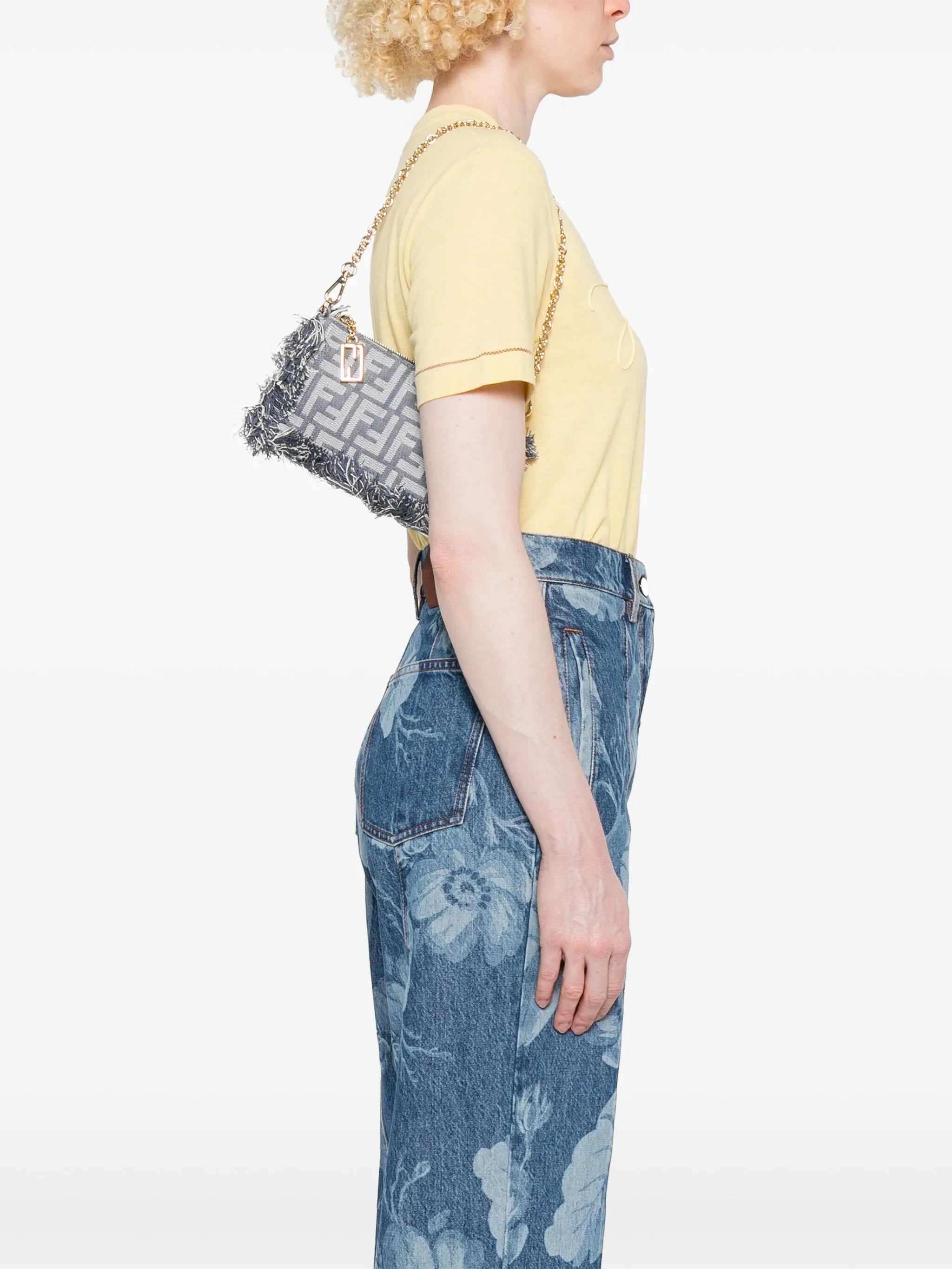FF Baguette Denim Chain Bag