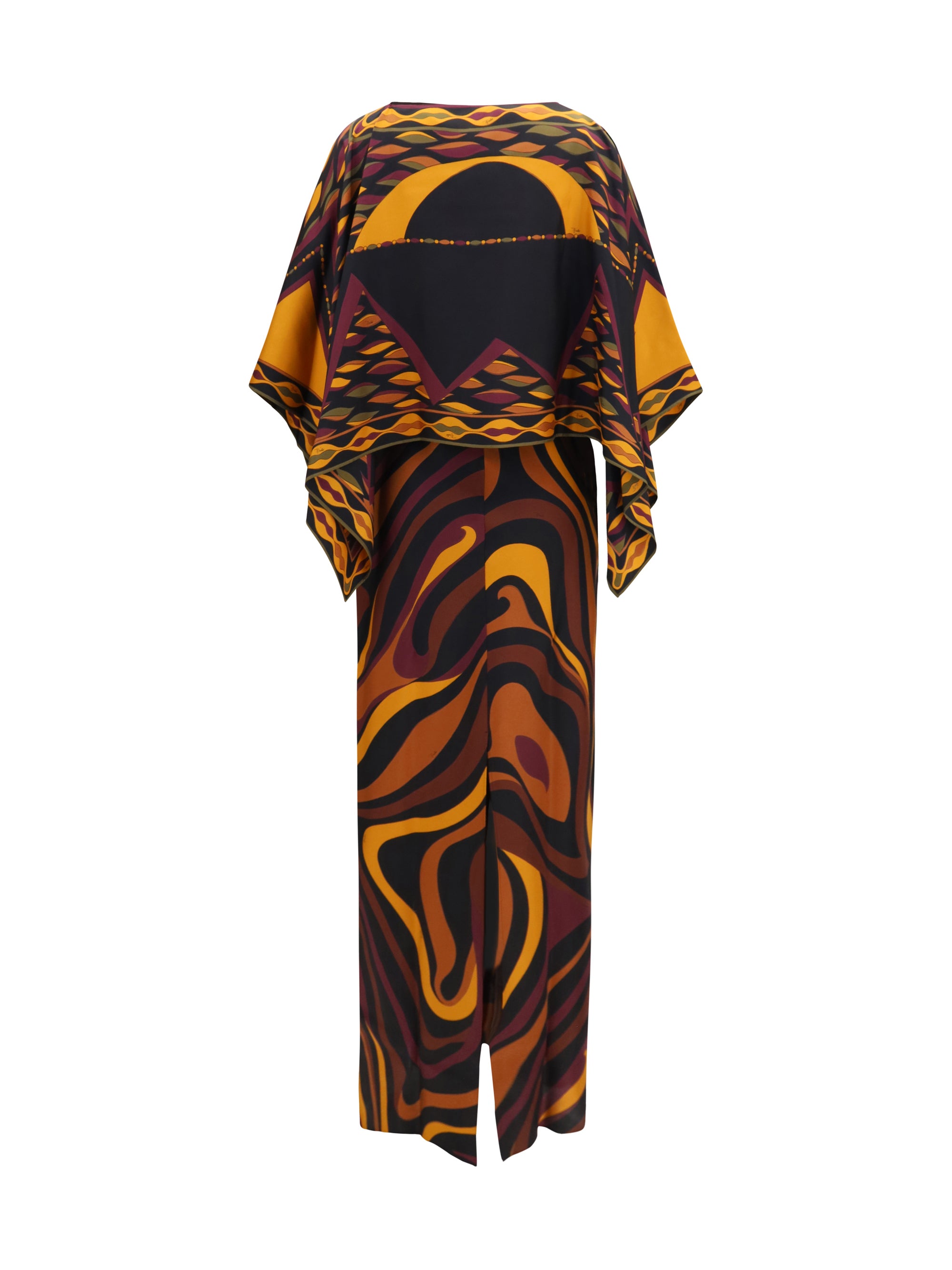 silk dress with shoulder cape
