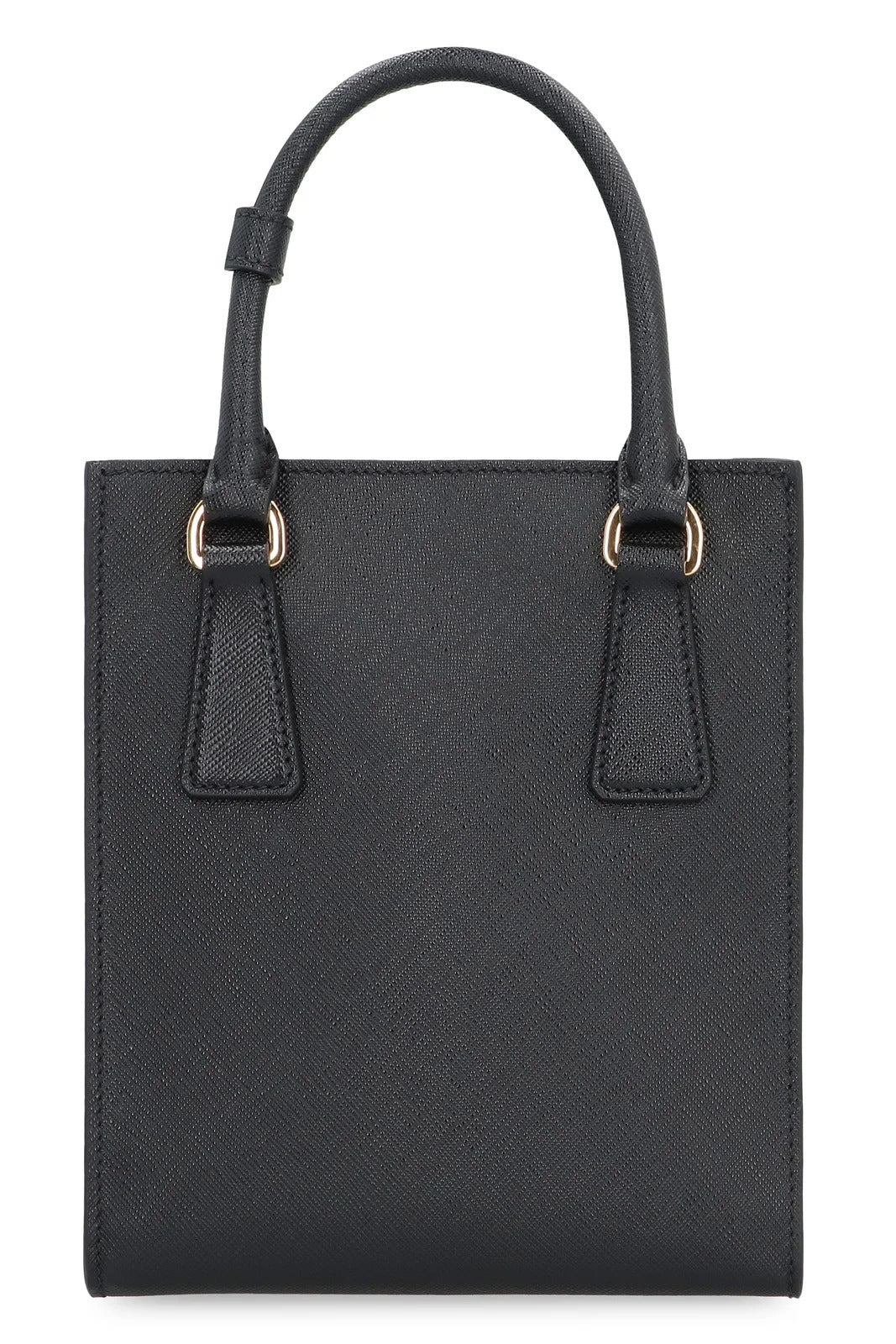 Mini Saffiano Black Leather Tote