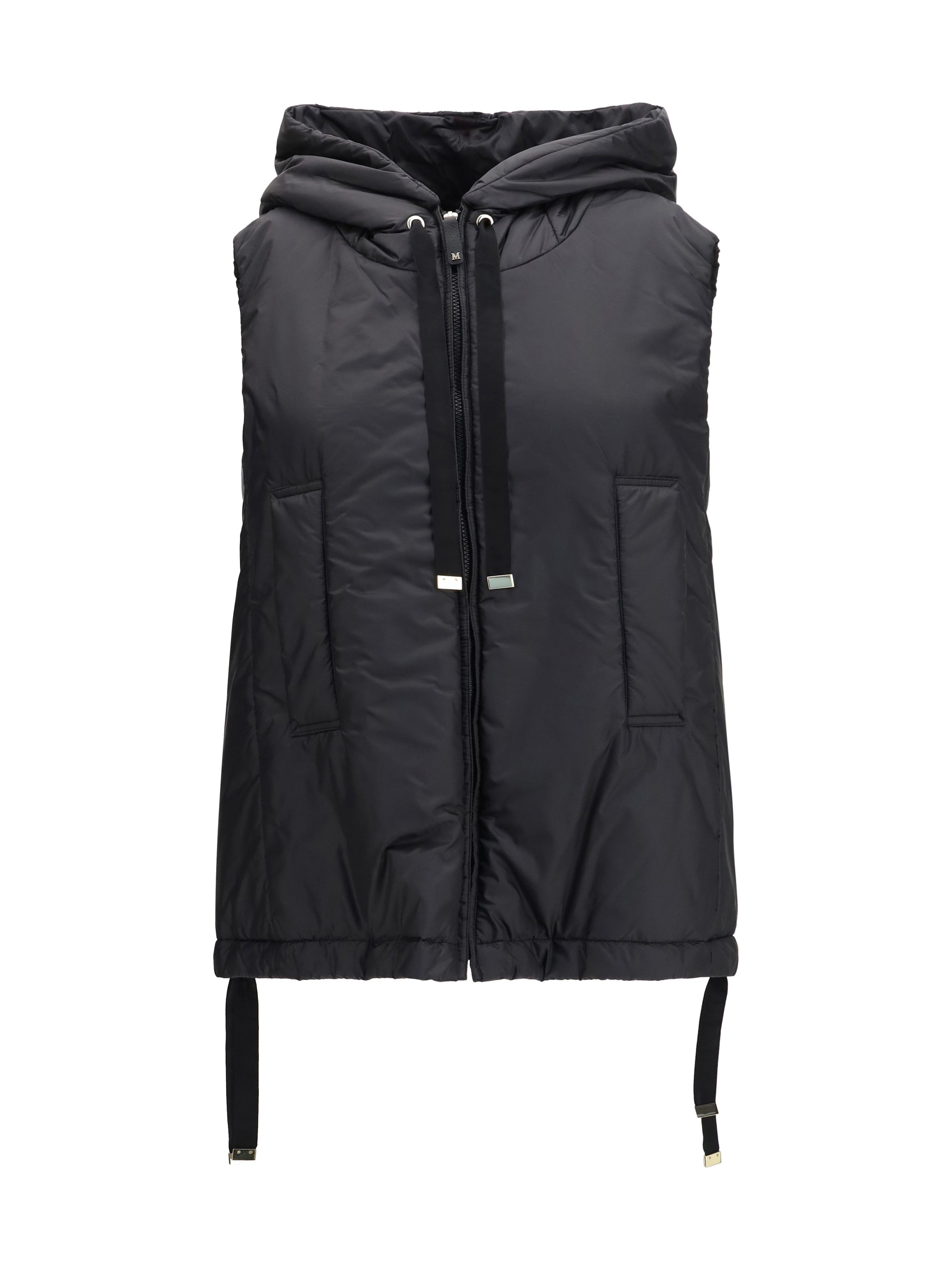 hooded padded vest in water repellent canvas