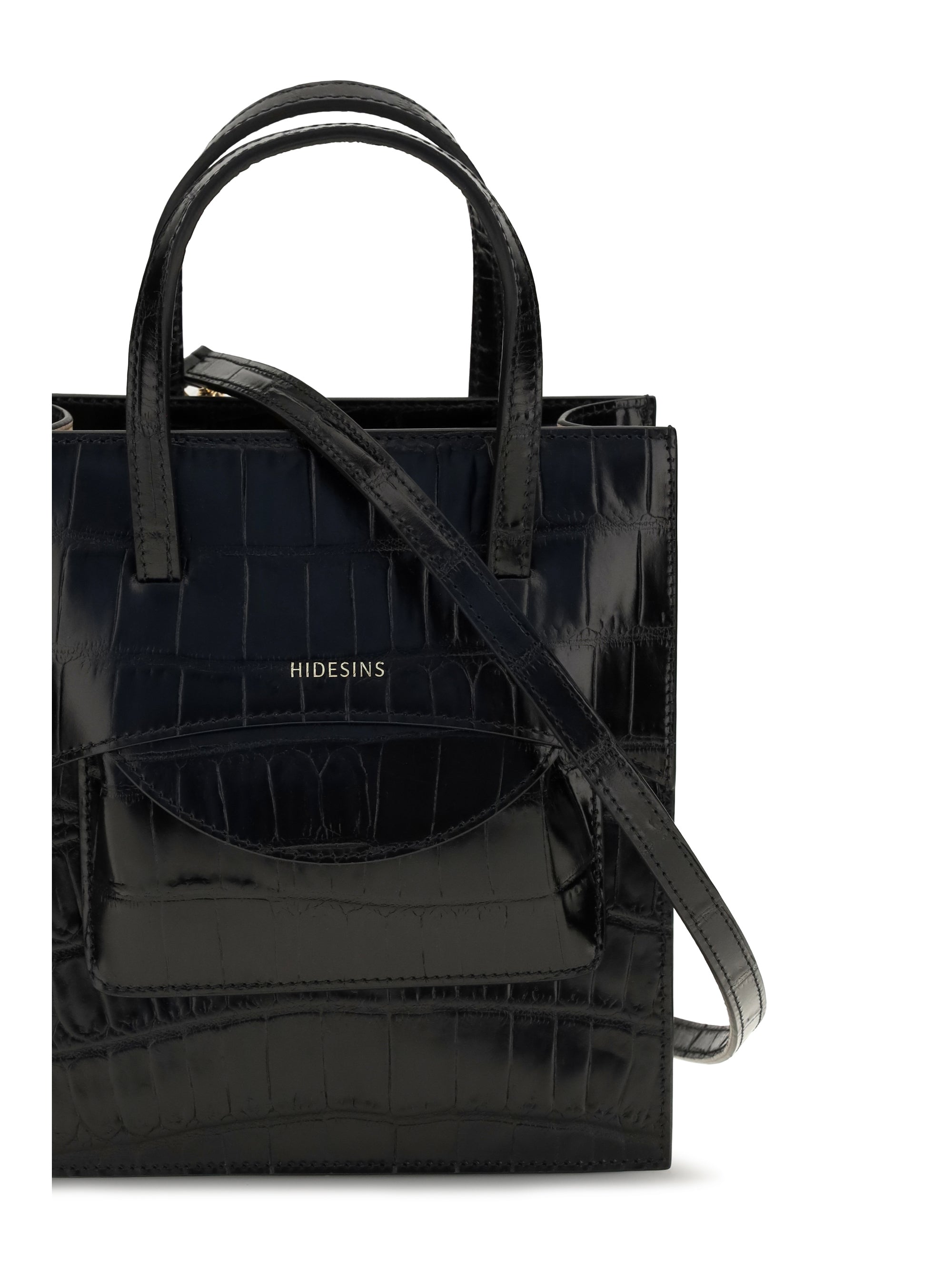 pocket leather handbag