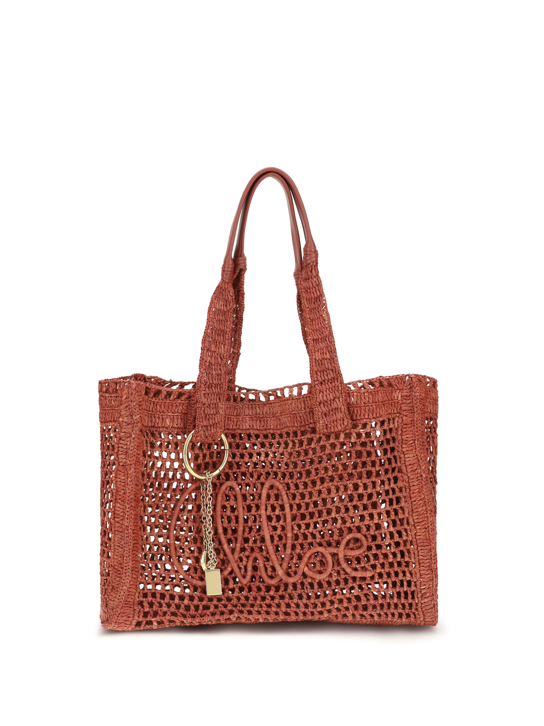CHLOÉ OS east-west summer banana raffia tote bag