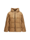 hooded down jacket in iridescent water-repellent fabric