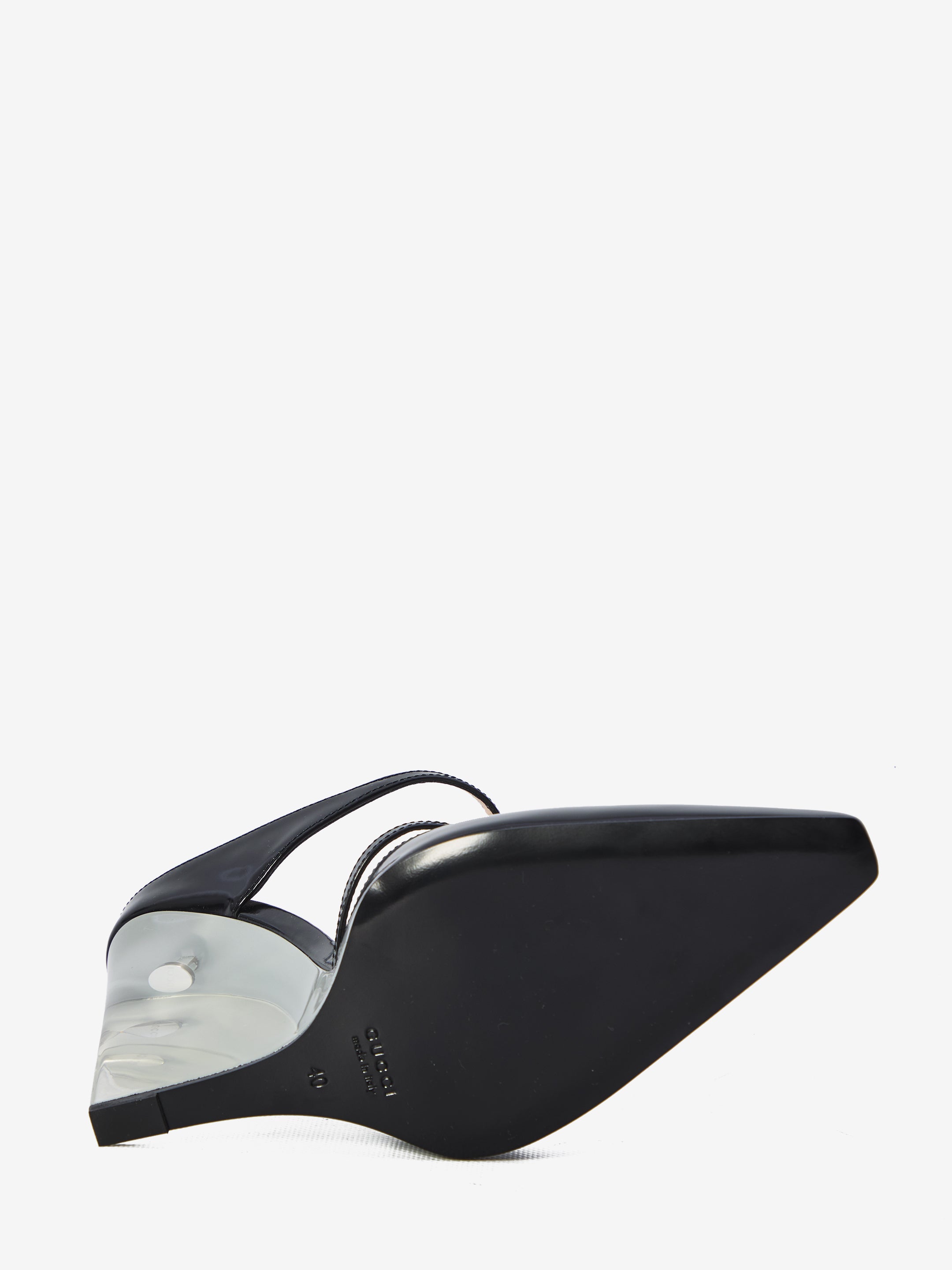 GUCCI 37 mules with transparent wedge heel
