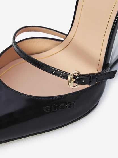 GUCCI 37 mules with transparent wedge heel