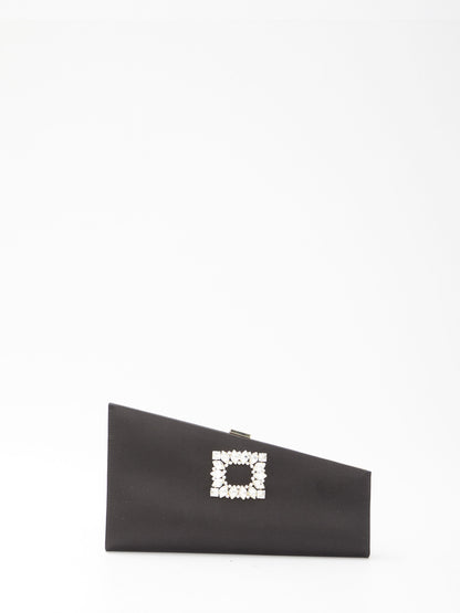 ROGER VIVIER OS asymmetrical strass buckle clutch