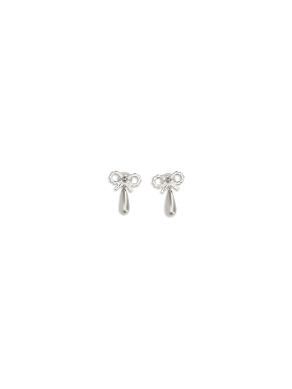 SELF-PORTRAIT OS crystal bow pearl earrings