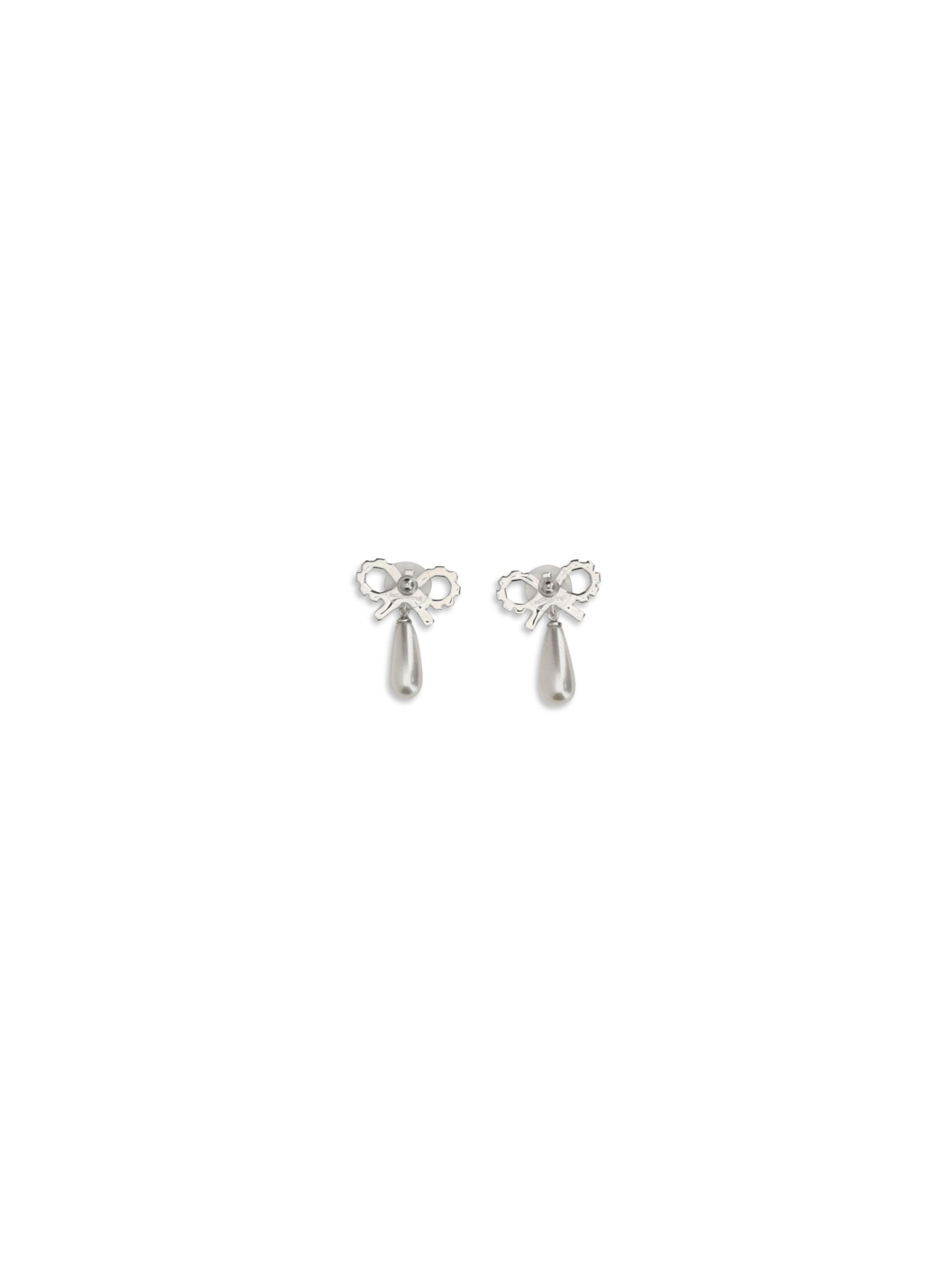 crystal bow pearl earrings