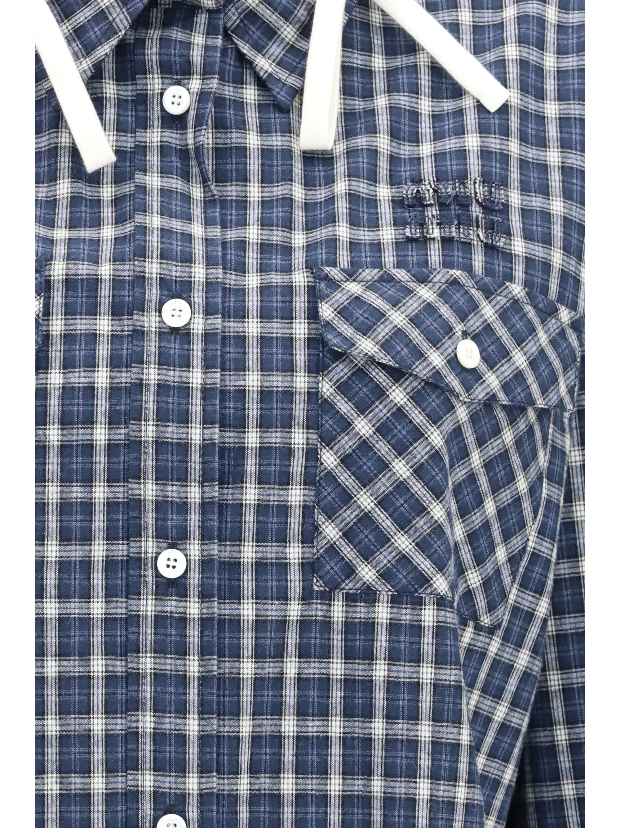 checked hooded shirt