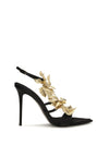 incanto silk satin sandals with foliage jewel detail