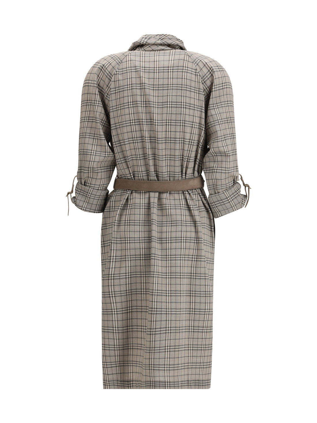 BURBERRY 6 wool check dress with a shawl collar
