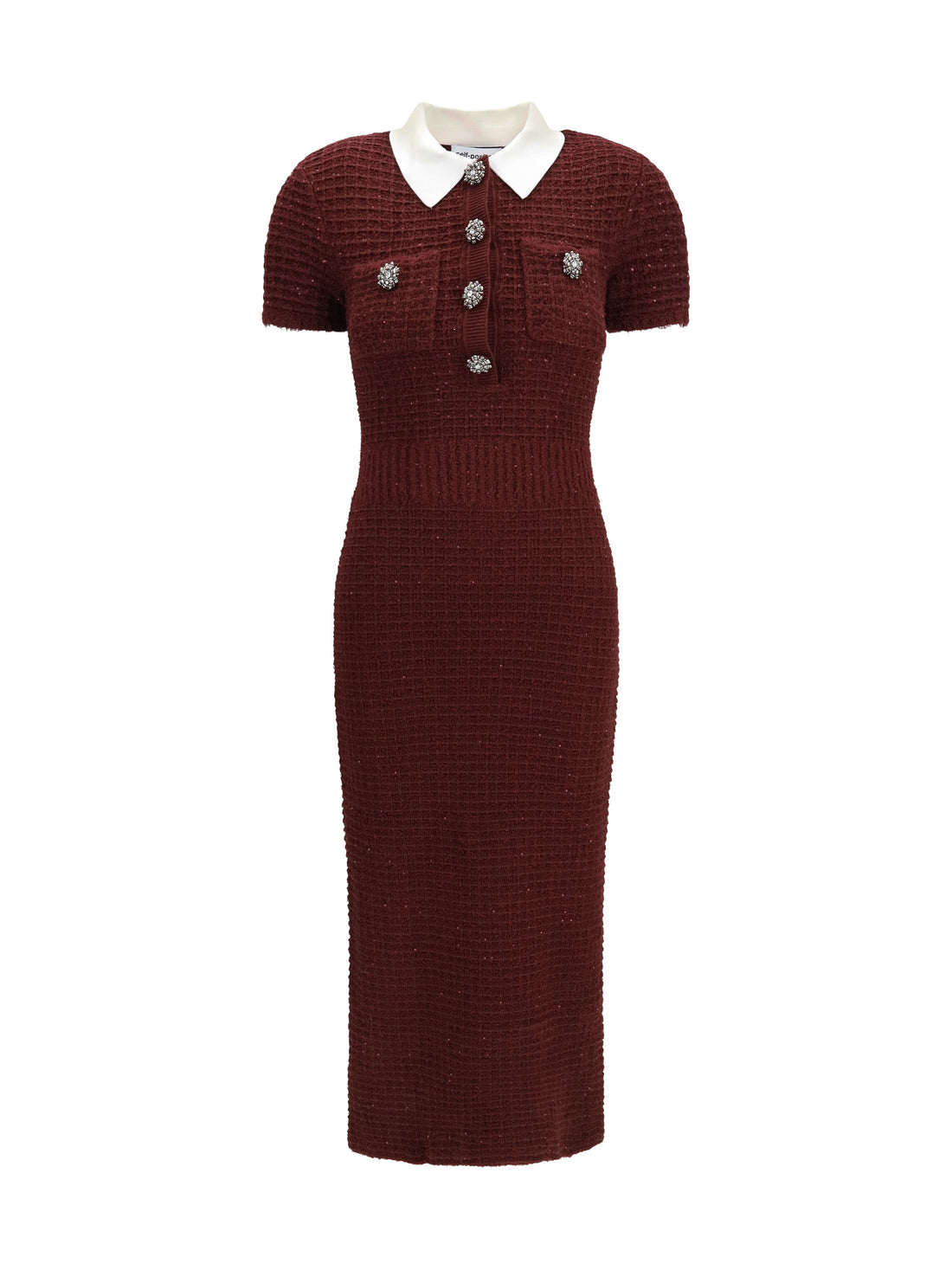 SELF-PORTRAIT L knit midi dress with statement buttons