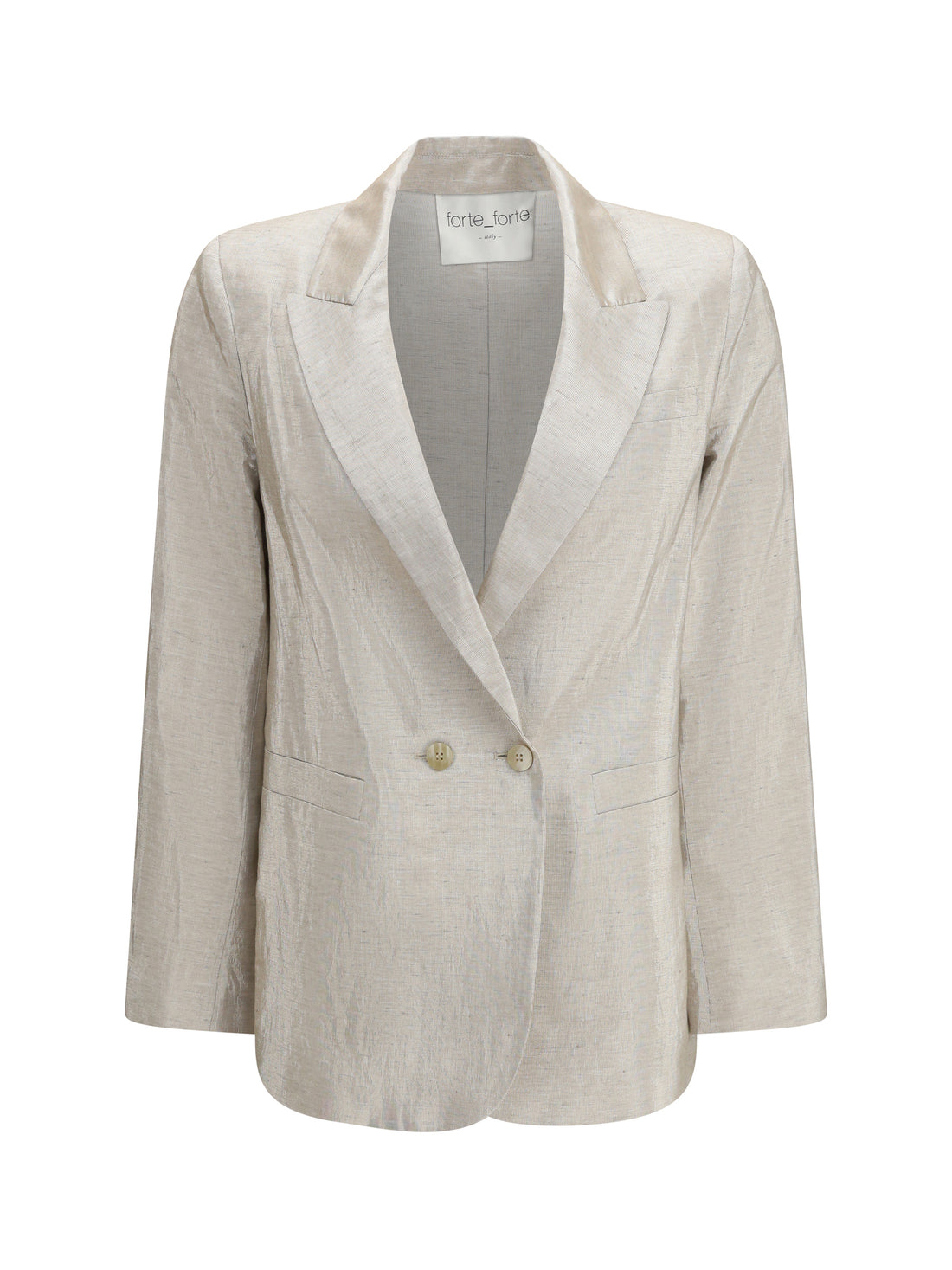 FORTE_FORTE I double-breasted jacket in linen and lurex with jewel buttons