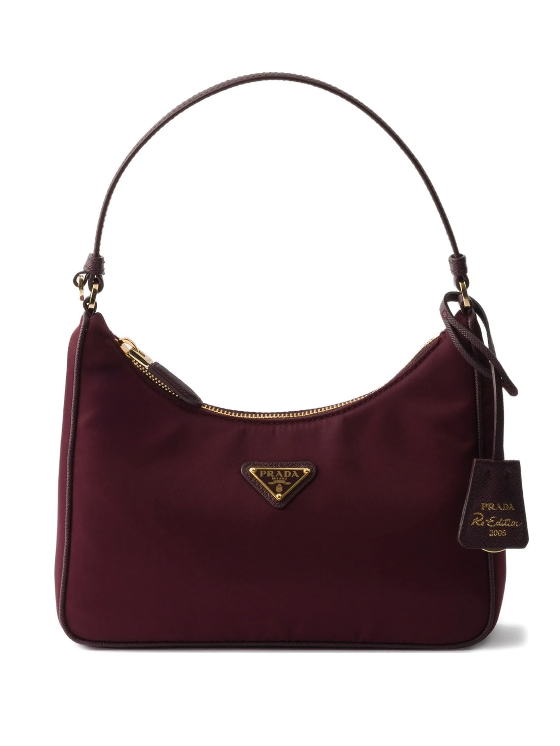 PRADA Re-Edition 2005 Nylon Shoulder Bag – Burgundy