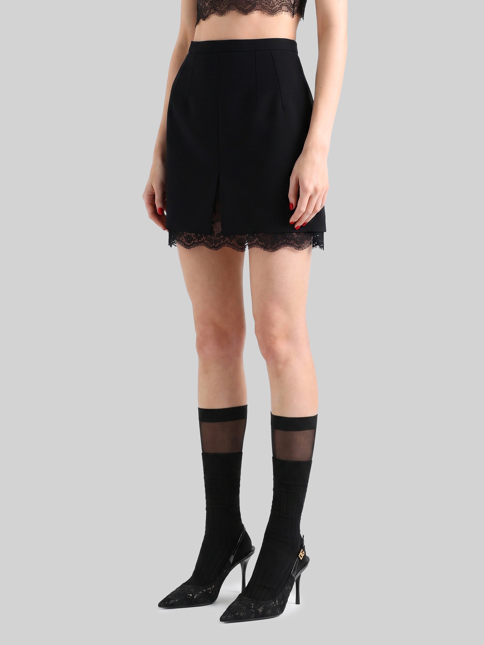 mini skirt in wool double crêpe