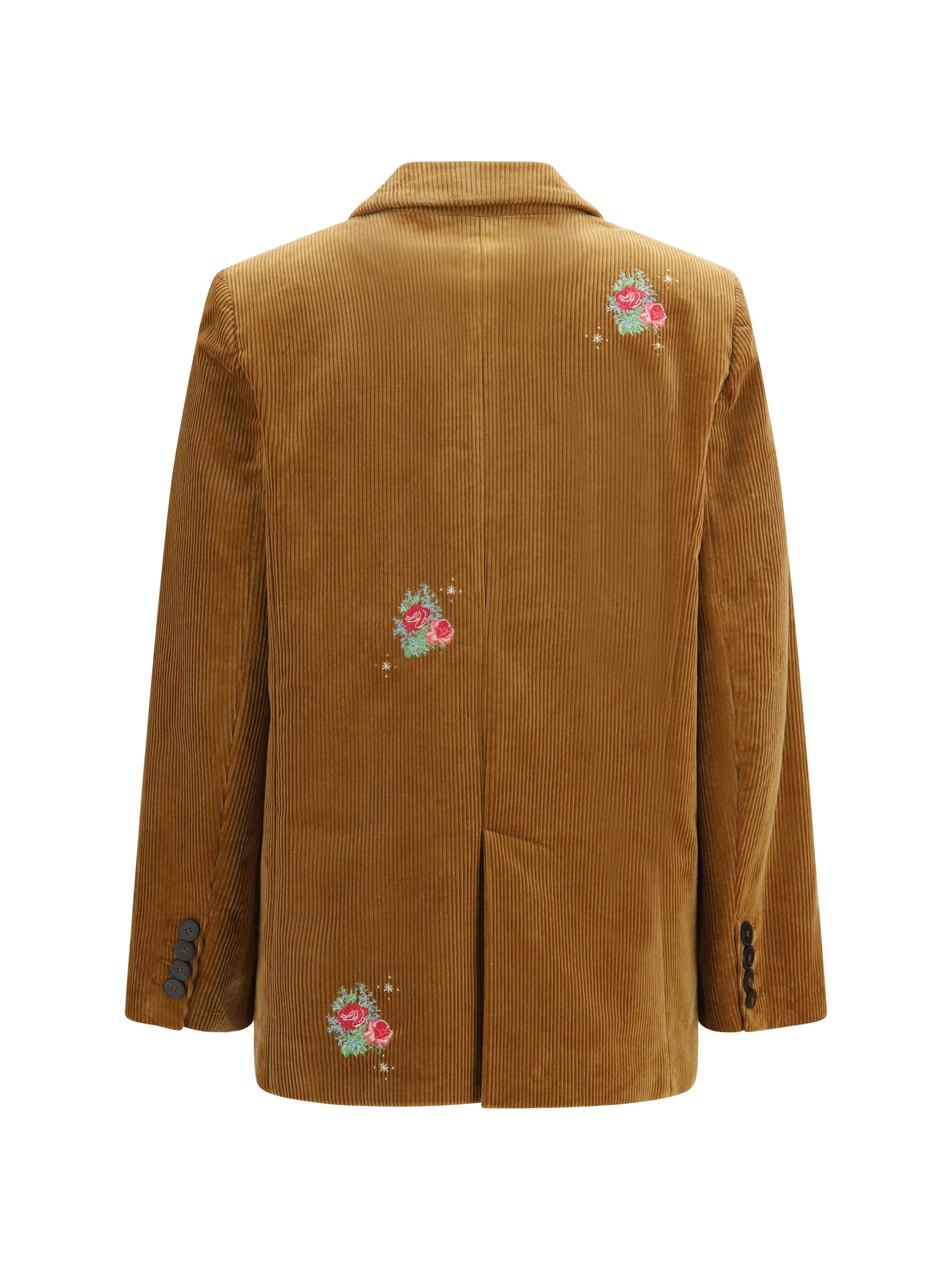 bouquet velvet single-breasted jacket with embroidery