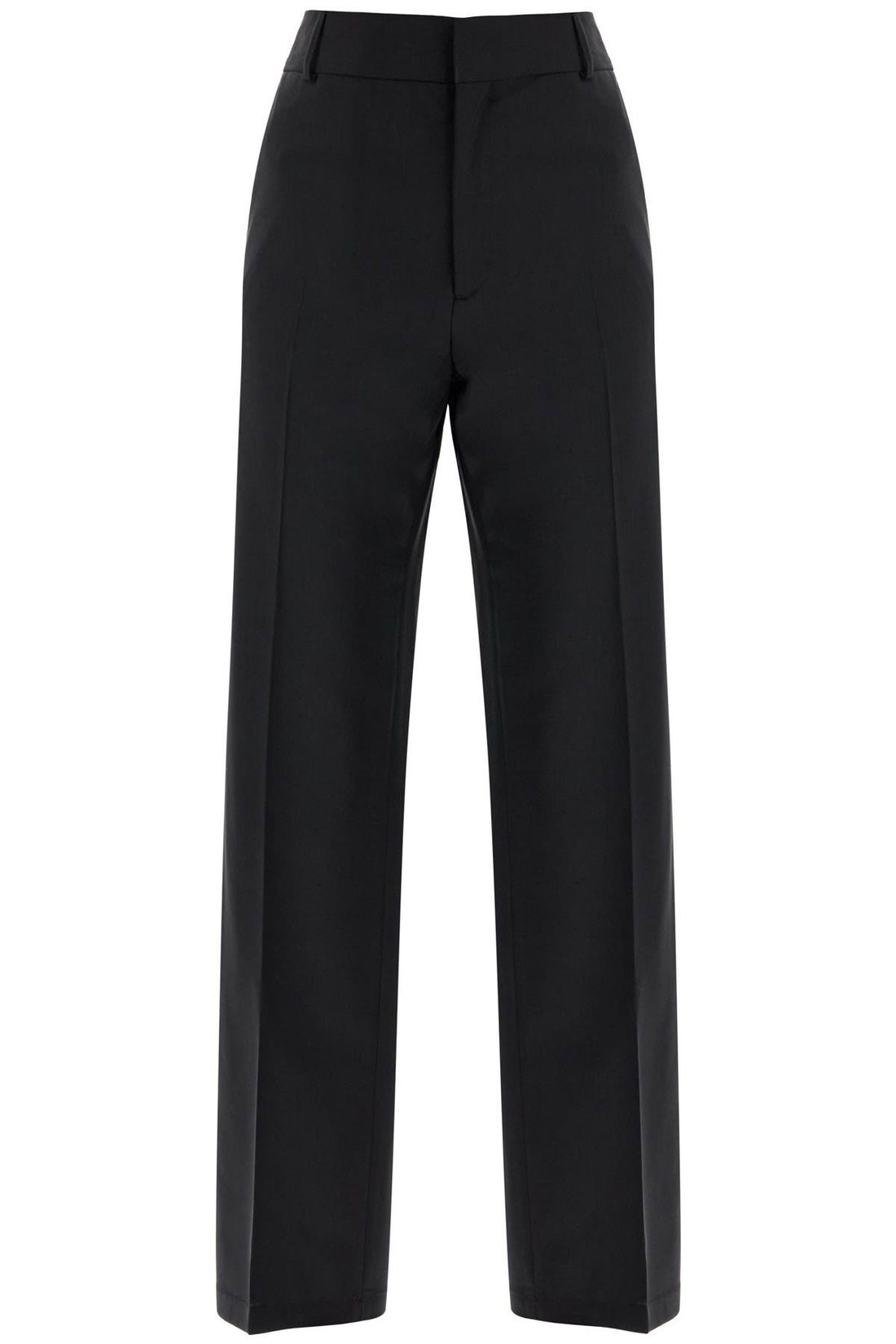 high-waisted black wool dress pants regular fit