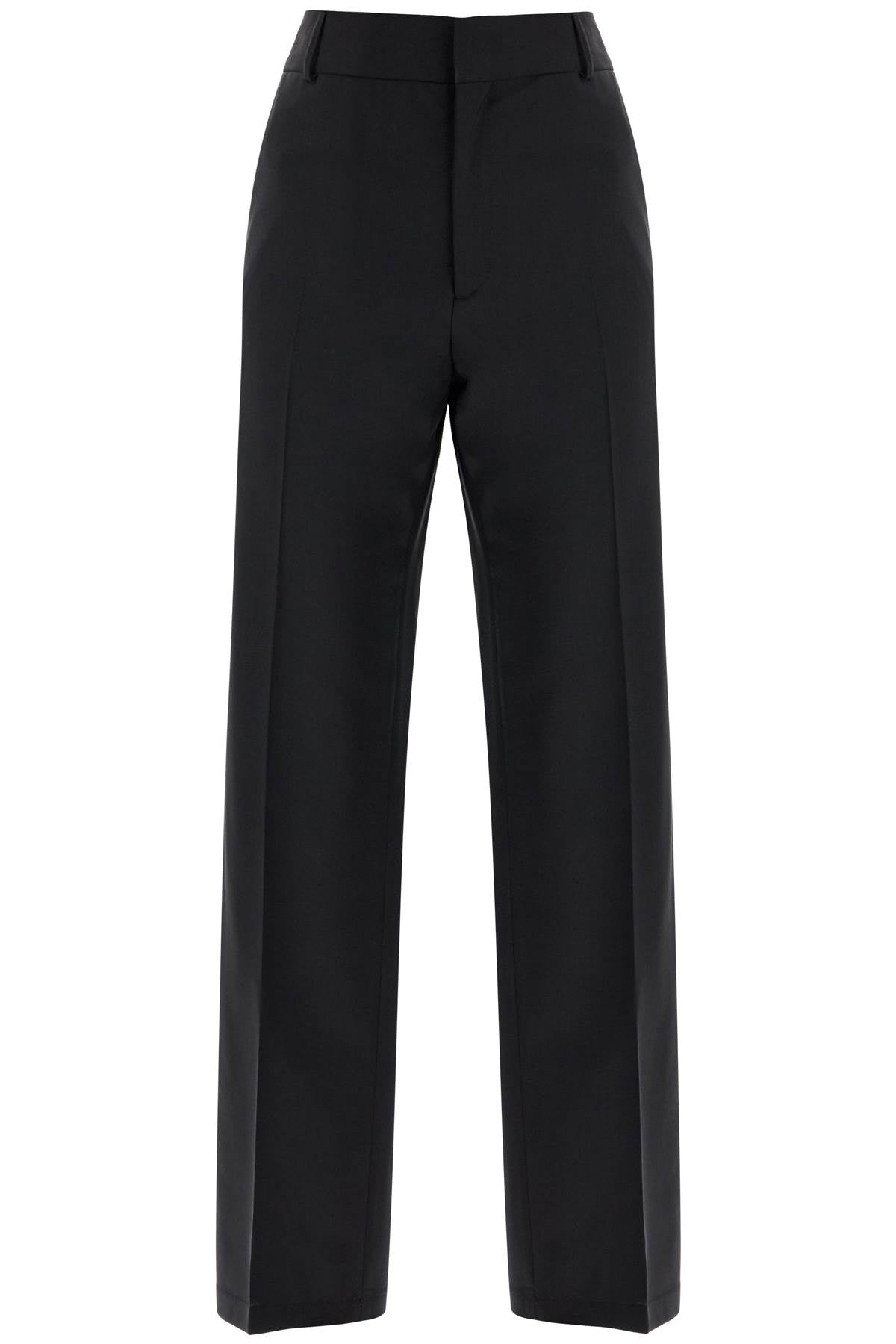 high-waisted black wool dress pants regular fit