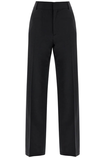 high-waisted black wool dress pants regular fit